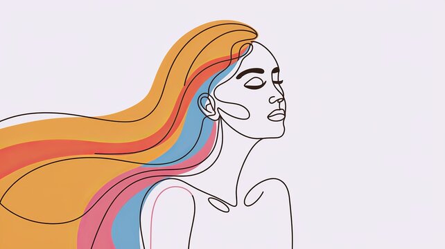Minimalist line art of a women, women's dya, mother's ady art.
