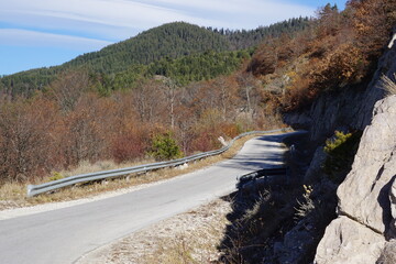 The road at the scenic viewpoint Ribnovo in Bulgaria in November
