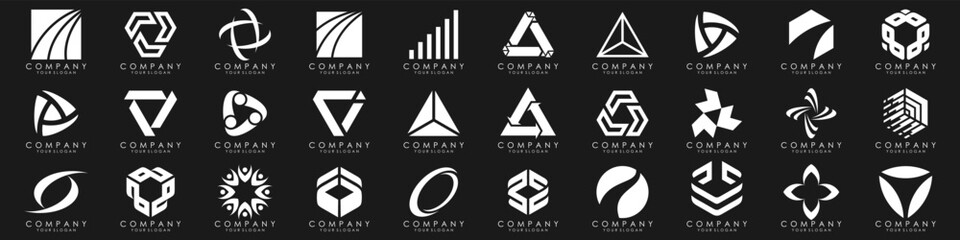 set of Abstract logos collection. Geometrical abstract logos. vector illustration