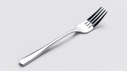 Silver fork on white background, simple cutlery
