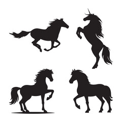 Black and white horse vector