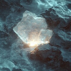 Cinematic Close-Up of Ancient Stone Crystal Fracturing in Environment