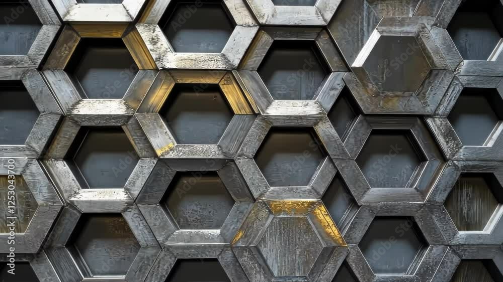 Poster Exploring intricate patterns of hexagonal structures in modern architecture. Generative AI