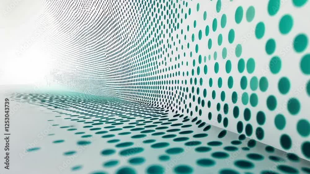 Poster explore the dynamic interplay of light and shadow within an abstract environment of captivating dots