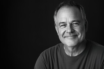 smiling man in black and white colors