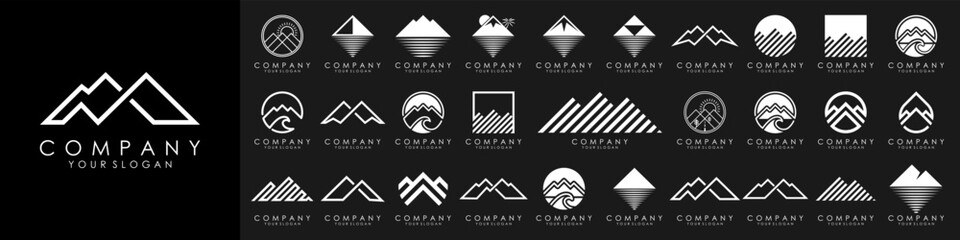set of minimalist mountain logo design. icon vector template