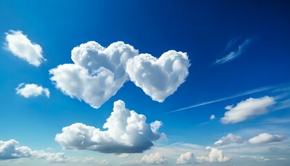 空に浮かぶハート模様の雲、ラッキー愛情のイメージ
