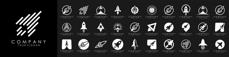 set of creative rocket logo design. vector illustration
