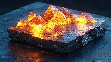 Futuristic Geological Core Sample with Glowing Crystals and Stones