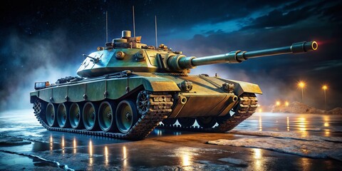 M103 Heavy Tank Rear Turret - Low Light Night Vision Military Vehicle Stock Photo