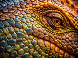 Fototapeta premium Macro Close-up of Realistic Dinosaur Skin Texture - Detailed Reptile Scales and Patterns