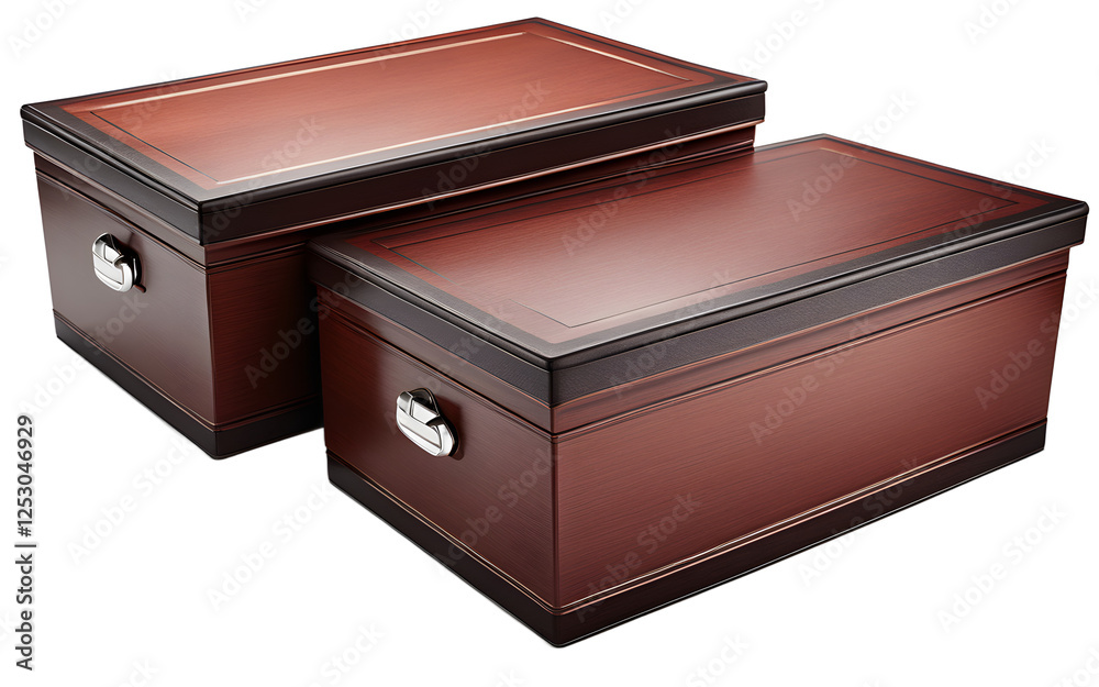 Poster A set of three stacking storage boxes with a simple design on a empty plain background