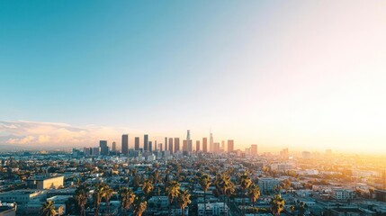 Los Angeles Skyline Sunset Panorama