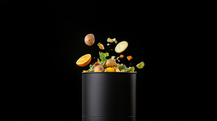 A dynamic shot of discarded produce highlighting waste awareness
