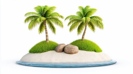 Obraz premium Stylized Tropical Island With Two Palm Trees