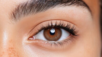 Obraz premium A Close Up Of A Beautiful Brown Eye With Long Eyelashes