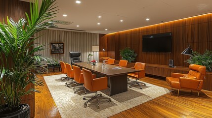 Obraz premium Modern Corporate Boardroom Meeting Space Design