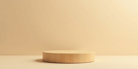Minimalist wooden platform on a pale background, ideal for product display or presentation