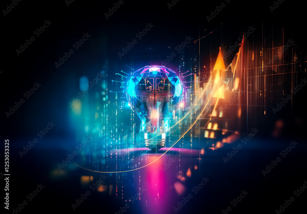 Poster bright digital globe with upward lines suggesting progress in a futuristic scene. abstract, technolo