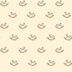 Vintage rocking horse pattern for children's room decor with soft colors and charming design suitable for various crafts