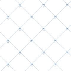 Fototapeta premium Decorative geometric pattern featuring a diamond grid with bows on a white background