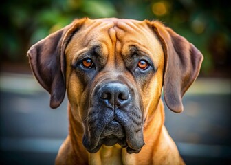 Obraz premium Majestic Boerboel Dog Close-Up: South African Mastiff Breed Portrait