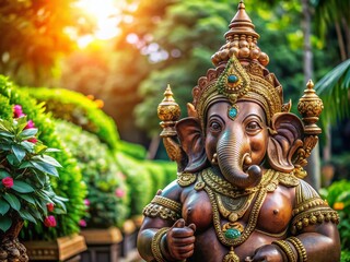 Majestic Bronze Ganesha Statue at Khlong Khuean Ganesh Park, Thailand