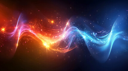 Fototapeta premium A vibrant red and blue swirling energy flow moving in a fluid motion. The high-speed dynamic visualization represents futuristic AI-powered transformation, cyber security, and blockchain acceleration.