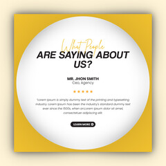 Obraz premium Customer feedback testimonial social media post design or client review social media post design template