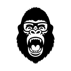 Illustration Gorilla Face Silhouette Vector File