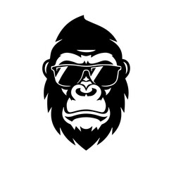 Illustration Gorilla Face Silhouette Vector File