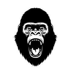 Illustration Gorilla Face Silhouette Vector File