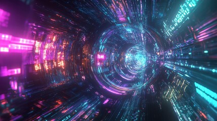 Obraz premium Quantum Processor Glowing with Intricate Holographi