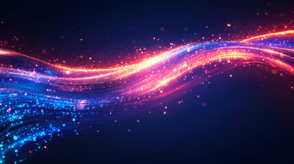 Obraz premium A glowing pink and blue futuristic wave of energy, representing AI-driven computing, quantum acceleration, and digital transformation.