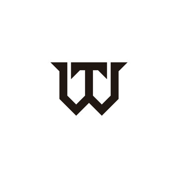 letters wt simple linked geometric lines logo vector
