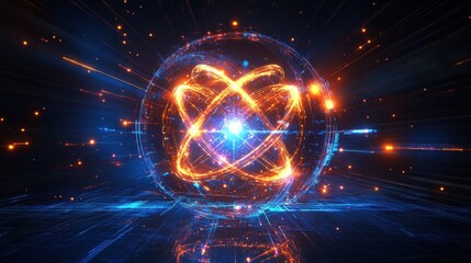 Quantum Core Glowing with Intricate Holographic Data