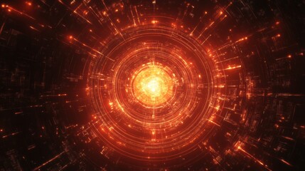 Obraz premium Quantum Processor Glowing with Intricate Digital Overlays