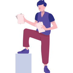 Vector man holding business paper document icon