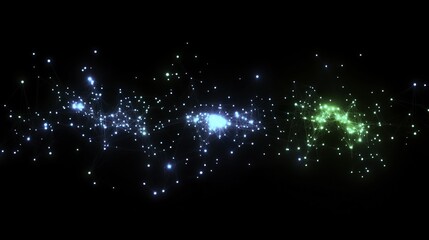 Glowing network nodes in blue and green, symbolizing digital security and interconnected technology