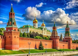 Fototapeta premium Majestic Moscow Kremlin Towers & Walls: Historic Russian Landmark Stock Photo