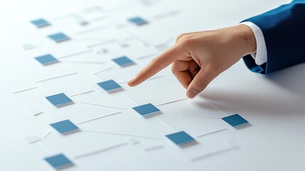 A person interacting with a digital interface visualizing complex data connections in a network.
