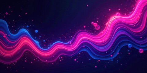 Fototapeta premium Abstract Pink and Blue Wave Pattern with Glowing Particles and Dynamic Swirls