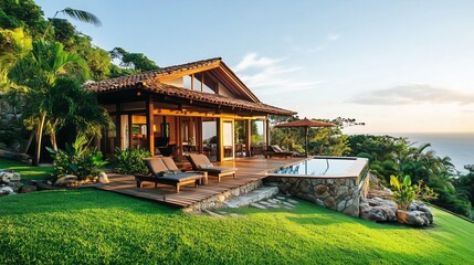Obraz premium Dream home with sea view in hot country