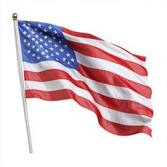 Obraz premium Waving United States Flag On White Background
