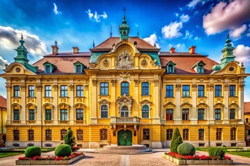 Naklejka premium Majestic Szeged Palace Portrait Photography: Elegant Architecture & Rich History