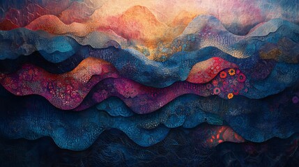 Harmonic Convergence of Color and Texture, An Abstract Mountain Landscape