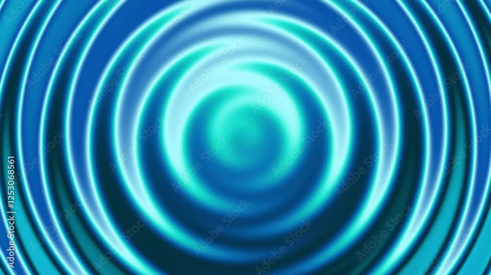 Leinwandbilder Abstract teal gradient background with circles tunnel animation 4K background, Gradient 3D circle lines looping
