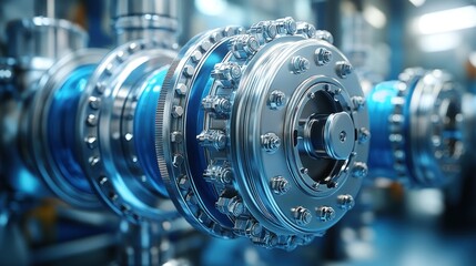 Fototapeta premium Industrial machinery close-up, factory background