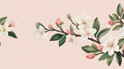 Almond Blossoms Symbolizing Wisdom with Delicate Flowers and Buds on a Soft Background