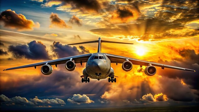 Mighty Il-76 Military Transport Plane Soaring, Aviation Excellence in Action